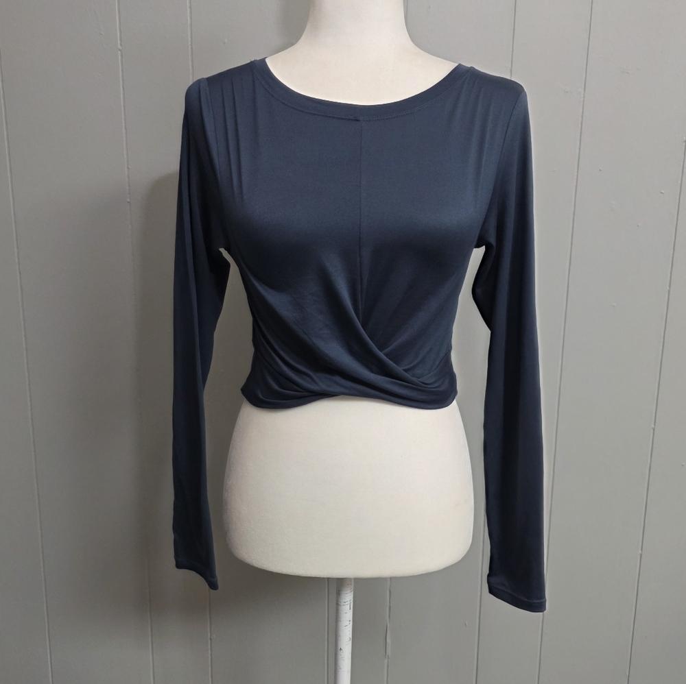Kyodan Blue Long Sleeve Crossover Crop Top Size S